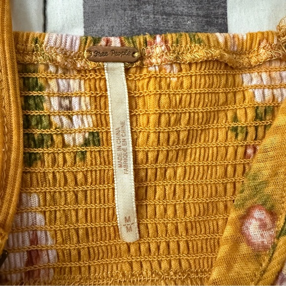 FREE PEOPLE Tunic MIRAGE Convertible Top Dress Floral Hi Lo Smocked Mustard - Picture 6 of 9